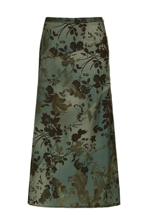 New Style Trends - Retro Olive Bloom A-Line Skirt - Outfit Ideas