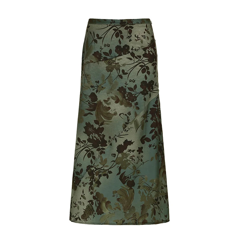 New Style Trends - Retro Olive Bloom A-Line Skirt - Outfit Ideas