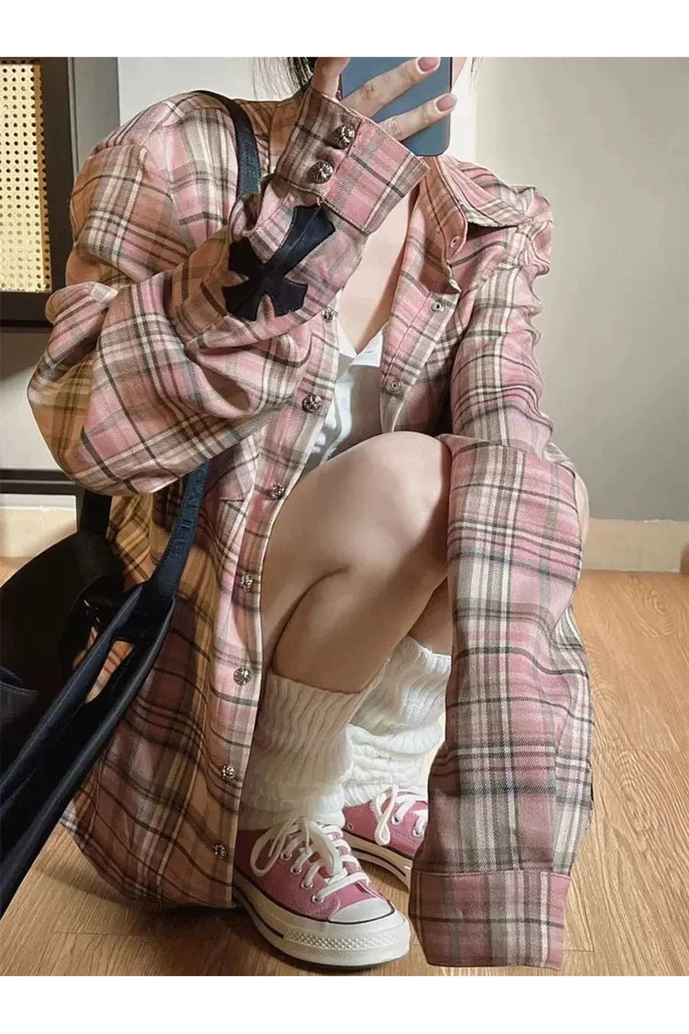 New Style Trends - Retro Pink Plaid Button Up Shirt - Outfit Ideas