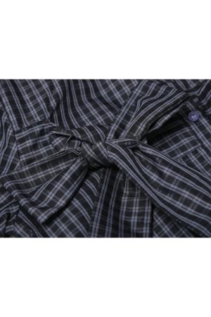 New Style Trends - Retro Plaid Bow Accent Shirt - Outfit Ideas