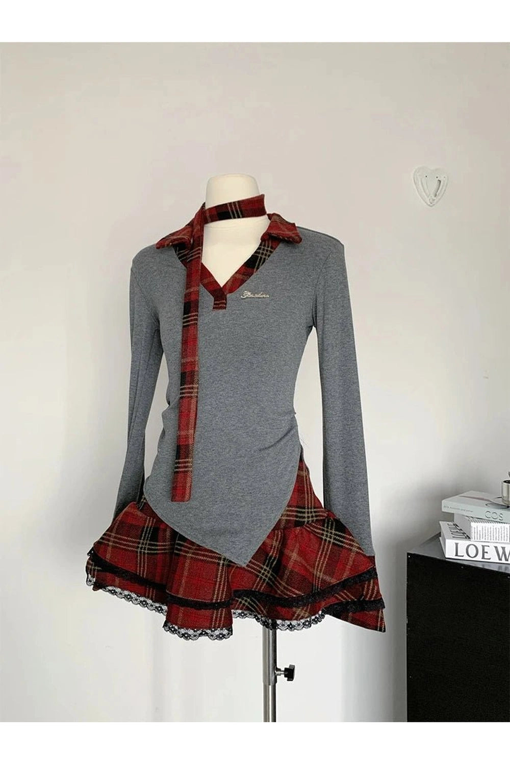 New Style Trends - Retro Plaid Layered Outfit Set - Outfit Ideas