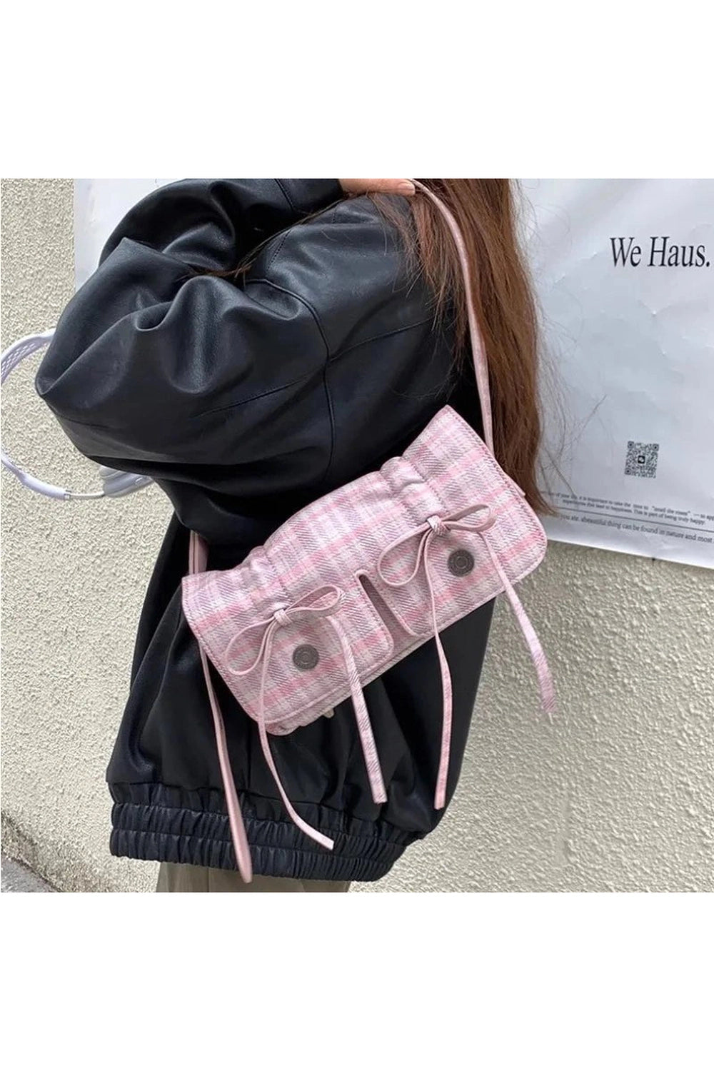 New Style Trends - Retro Plaid Pink Shoulder Bag - Outfit Ideas