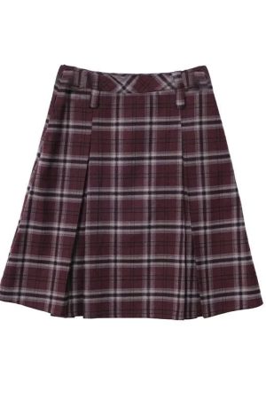 New Style Trends - Retro Plaid Scarf Outfit Set - Outfit Ideas