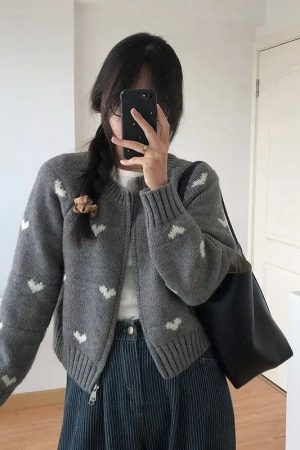 New Style Trends - Retro Soft Heart Dot Cardigan - Outfit Ideas