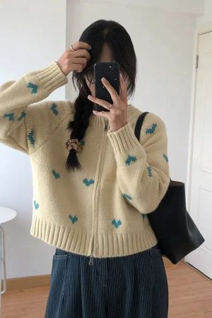 New Style Trends - Retro Soft Heart Dot Cardigan - Outfit Ideas