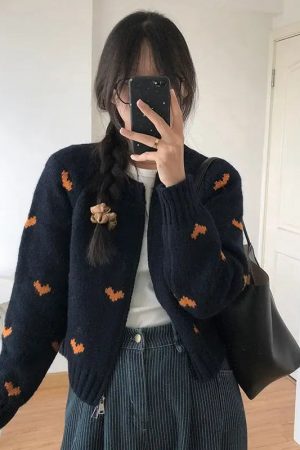 New Style Trends - Retro Soft Heart Dot Cardigan - Outfit Ideas