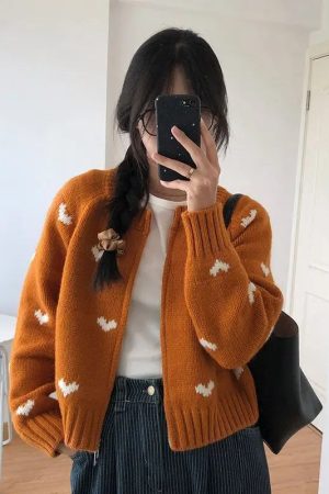 New Style Trends - Retro Soft Heart Dot Cardigan - Outfit Ideas