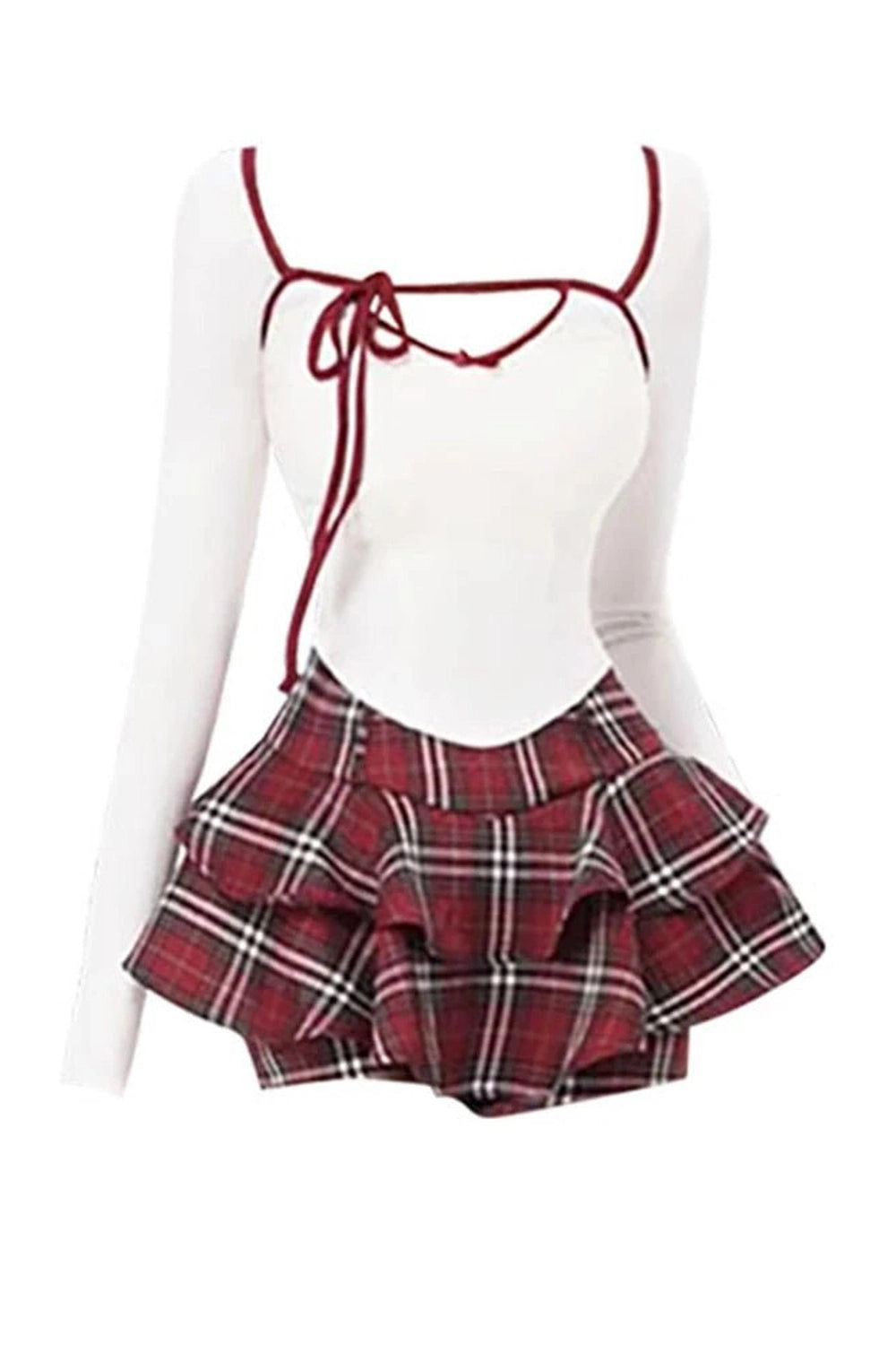 New Style Trends - Retro Square Collar Skinny Crop Tee + Skirt Set - Outfit Ideas