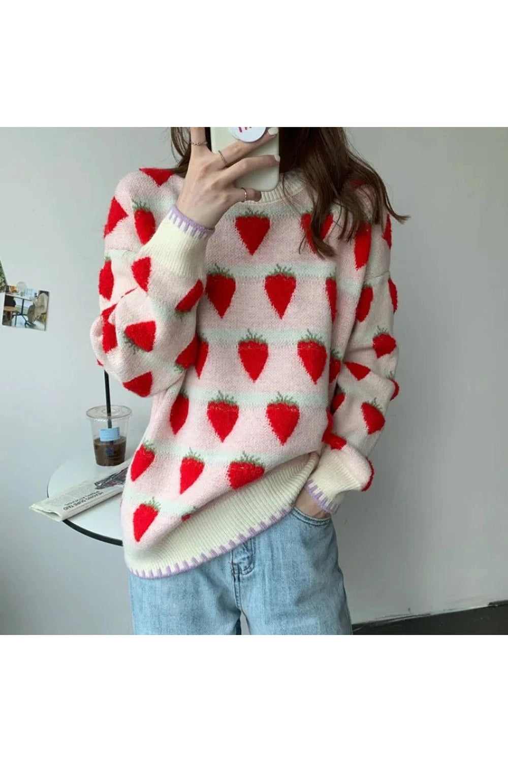 New Style Trends - Retro Strawberry Fields Knit Sweater - Outfit Ideas