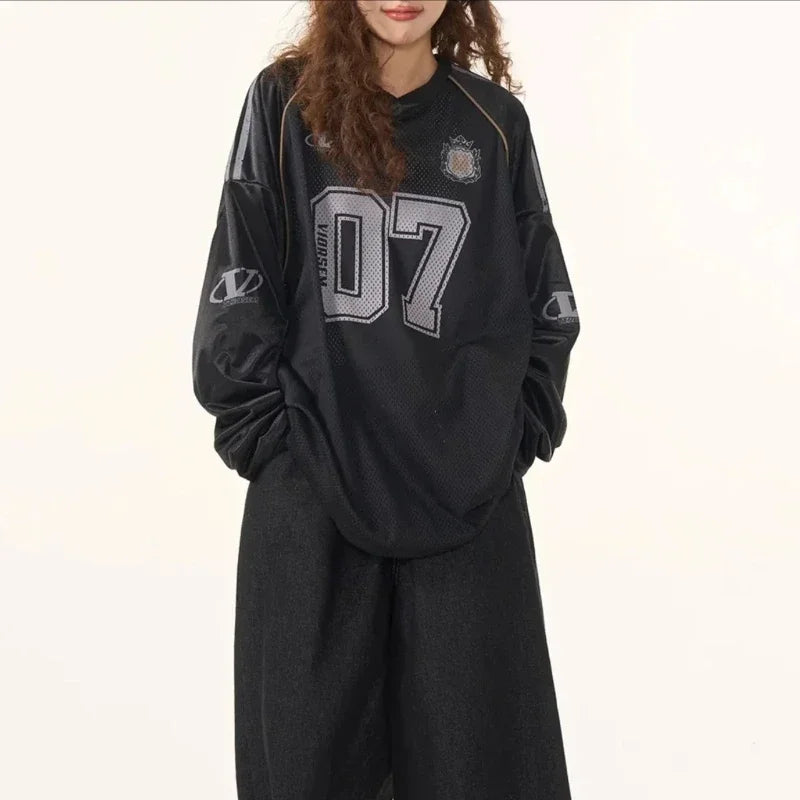 New Style Trends - Retro Streetwear Oversized Long Sleeve Top - Outfit Ideas