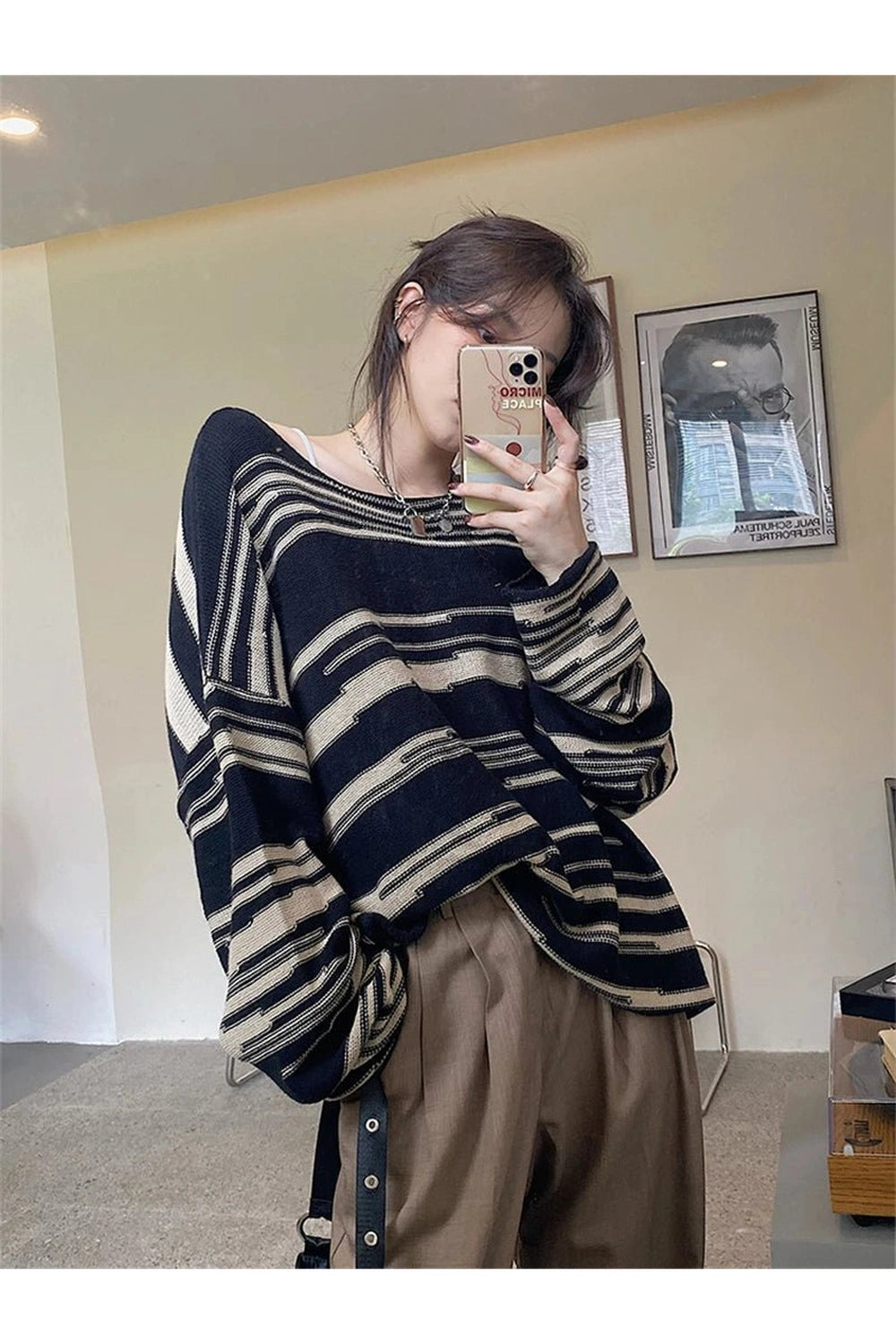 New Style Trends - Retro Striped Long Sweater - Outfit Ideas