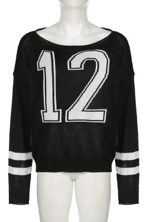 New Style Trends - Retro Varsity Rebel Off-Shoulder Sweater - Outfit Ideas