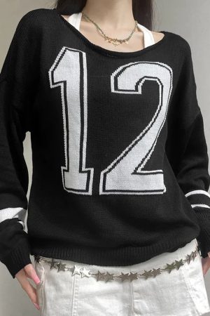 New Style Trends - Retro Varsity Rebel Off-Shoulder Sweater - Outfit Ideas