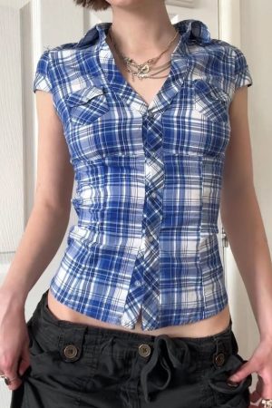 New Style Trends - Retro Y2K Check Babe Shirt - Outfit Ideas