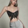 New Style Trends - Rhinestone Butterfly Strapless Edgy Crop Top - Outfit Ideas