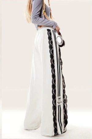 New Style Trends - Ribbon Edgy Lace Track Pants - Outfit Ideas