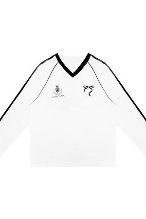 New Style Trends - Ribbon Play Aesthetic Oversized Jersey Top - Outfit Ideas