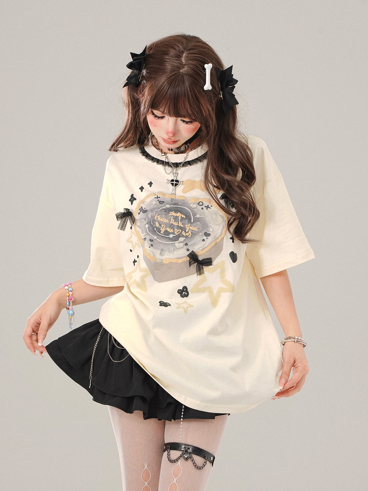 New Style Trends - Ribbons & Stars Kawaii T-Shirt - Outfit Ideas New Style Trends - Ribbons & Stars Kawaii T-Shirt - Outfit Ideas