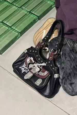 New Style Trends - Rockstar Chic Y2k Studded Bag - Outfit Ideas