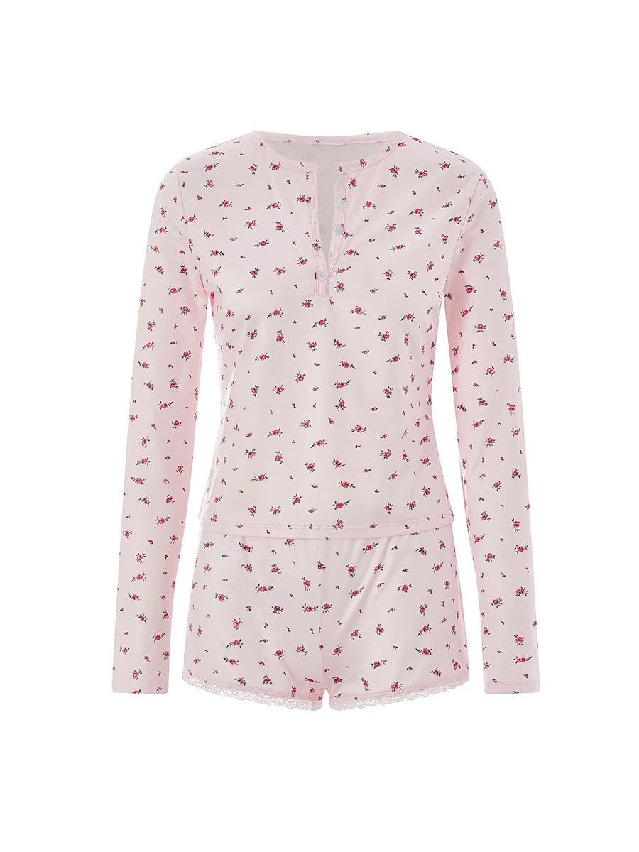 New Style Trends - Rosebud Cozy Henley Coquette Pajama Set - Outfit Ideas New Style Trends - Rosebud Cozy Henley Coquette Pajama Set - Outfit Ideas