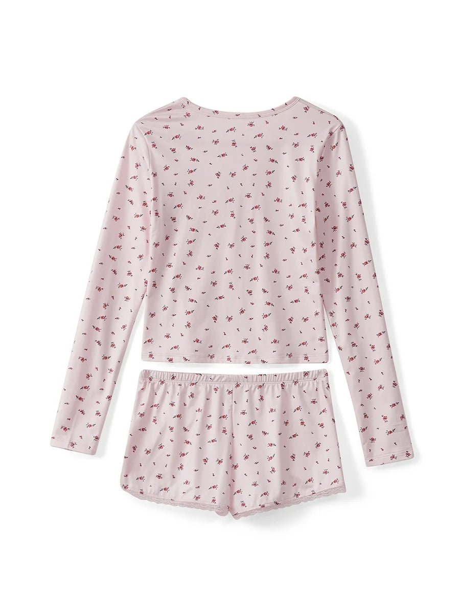 New Style Trends - Rosebud Cozy Henley Coquette Pajama Set - Outfit Ideas New Style Trends - Rosebud Cozy Henley Coquette Pajama Set - Outfit Ideas