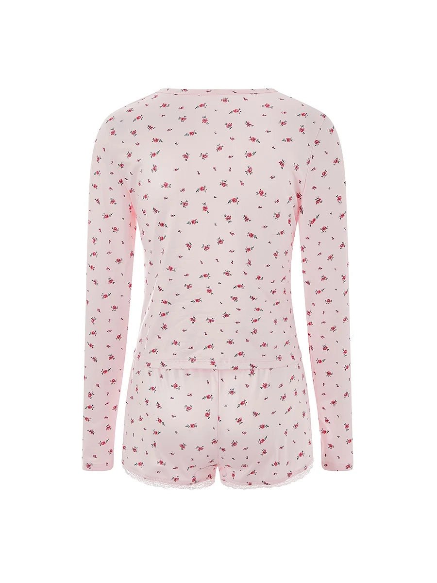 New Style Trends - Rosebud Cozy Henley Coquette Pajama Set - Outfit Ideas New Style Trends - Rosebud Cozy Henley Coquette Pajama Set - Outfit Ideas