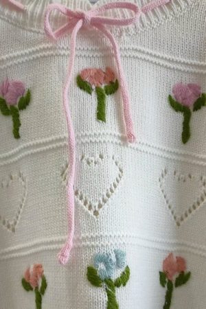 New Style Trends - Rosy Whispers Retro Lace-Up Knit Sweater - Outfit Ideas