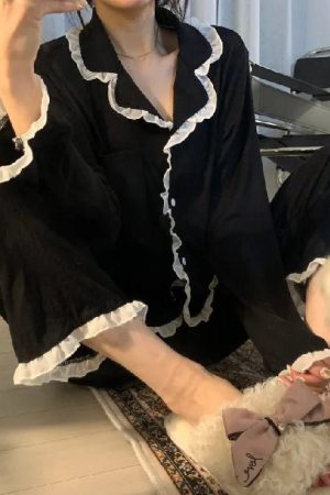 New Style Trends - Ruffled Retro Lounge Pajamas - Outfit Ideas