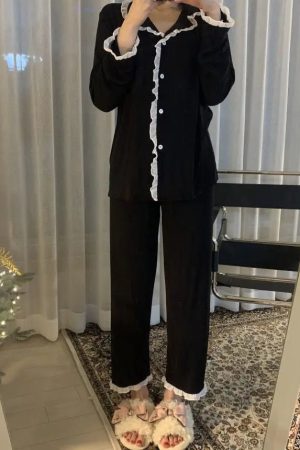 New Style Trends - Ruffled Retro Lounge Pajamas - Outfit Ideas