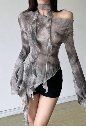 New Style Trends - Ruin Drape Witch Y2k Blouse - Outfit Ideas
