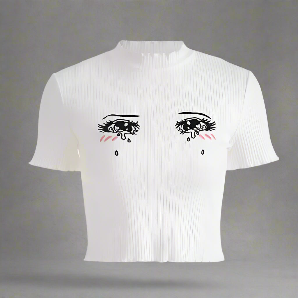 New Style Trends - Sad Girl Anime Edgy Crop Top - Outfit Ideas New Style Trends - Sad Girl Anime Edgy Crop Top - Outfit Ideas