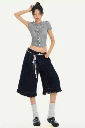 New Style Trends - Sailor Frill Y2k Denim Shorts - Outfit Ideas