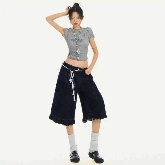 New Style Trends - Sailor Frill Y2k Denim Shorts - Outfit Ideas New Style Trends - Sailor Frill Y2k Denim Shorts - Outfit Ideas