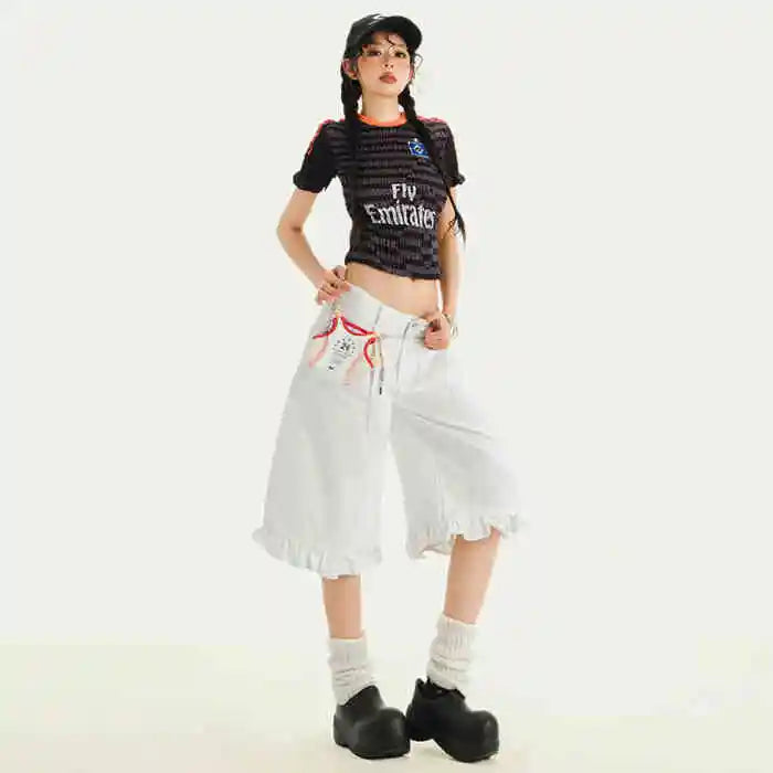 New Style Trends - Sailor Frill Y2k Denim Shorts - Outfit Ideas New Style Trends - Sailor Frill Y2k Denim Shorts - Outfit Ideas