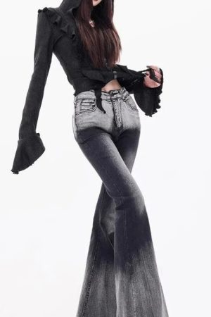 New Style Trends - Shadow Fade Flare Y2k Jeans - Outfit Ideas