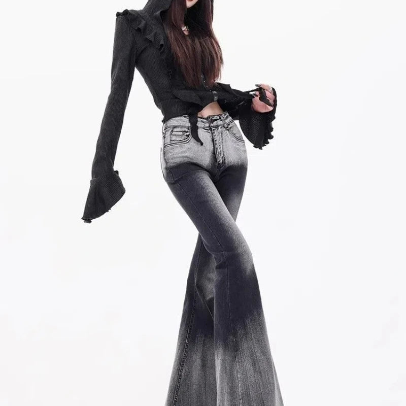 New Style Trends - Shadow Fade Flare Y2k Jeans - Outfit Ideas New Style Trends - Shadow Fade Flare Y2k Jeans - Outfit Ideas