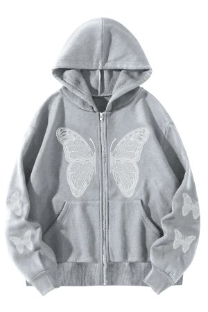 New Style Trends - Shadow Flutter Butterfly Edgy Hoodie - Outfit Ideas