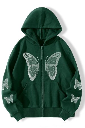 New Style Trends - Shadow Flutter Butterfly Edgy Hoodie - Outfit Ideas