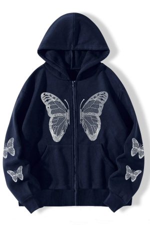 New Style Trends - Shadow Flutter Butterfly Edgy Hoodie - Outfit Ideas