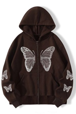 New Style Trends - Shadow Flutter Butterfly Edgy Hoodie - Outfit Ideas