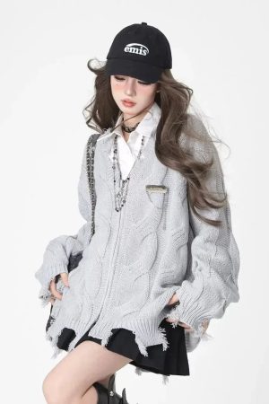 New Style Trends - Shadow Shred Edgy Zip-Up Sweater - Outfit Ideas