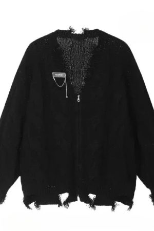 New Style Trends - Shadow Shred Edgy Zip-Up Sweater - Outfit Ideas