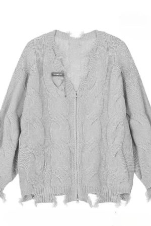 New Style Trends - Shadow Shred Edgy Zip-Up Sweater - Outfit Ideas