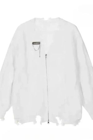 New Style Trends - Shadow Shred Edgy Zip-Up Sweater - Outfit Ideas