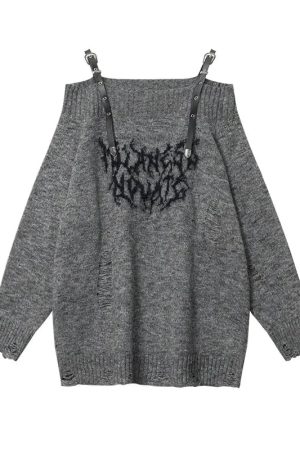 New Style Trends - Shadow Straps Edgy Off-Shoulder Sweater - Outfit Ideas