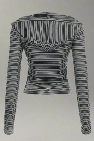 New Style Trends - Shadow Stripe Cold Shoulder Edgy Alt Top - Outfit Ideas