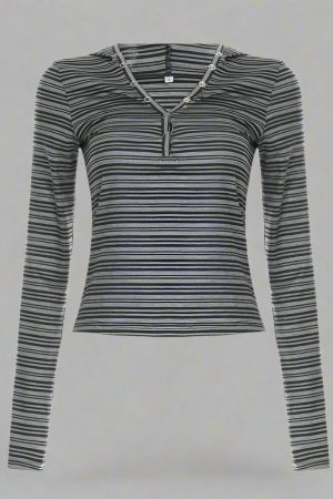 New Style Trends - Shadow Stripe Cold Shoulder Edgy Alt Top - Outfit Ideas
