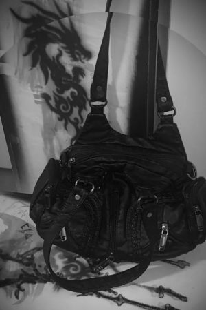 New Style Trends - Shadowcore Grommet Edgy Utility Bag - Outfit Ideas