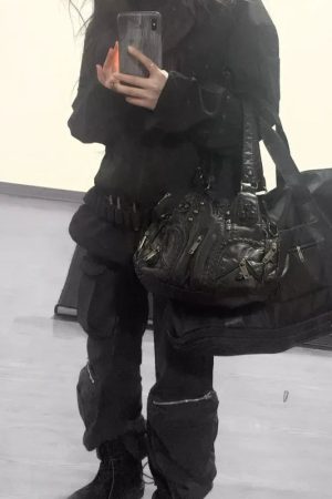 New Style Trends - Shadowcore Grommet Edgy Utility Bag - Outfit Ideas