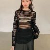 New Style Trends - Sheer Shadow Striped Alt Knit Top - Outfit Ideas
